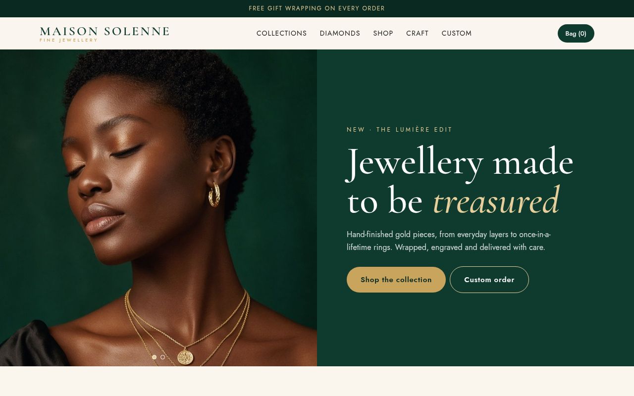 Screenshot of the Maison Solenne sample website